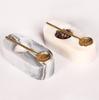 Marble Salt and Pepper Bowls with Brass Spoons - Kitchen Decor (Set of 2)