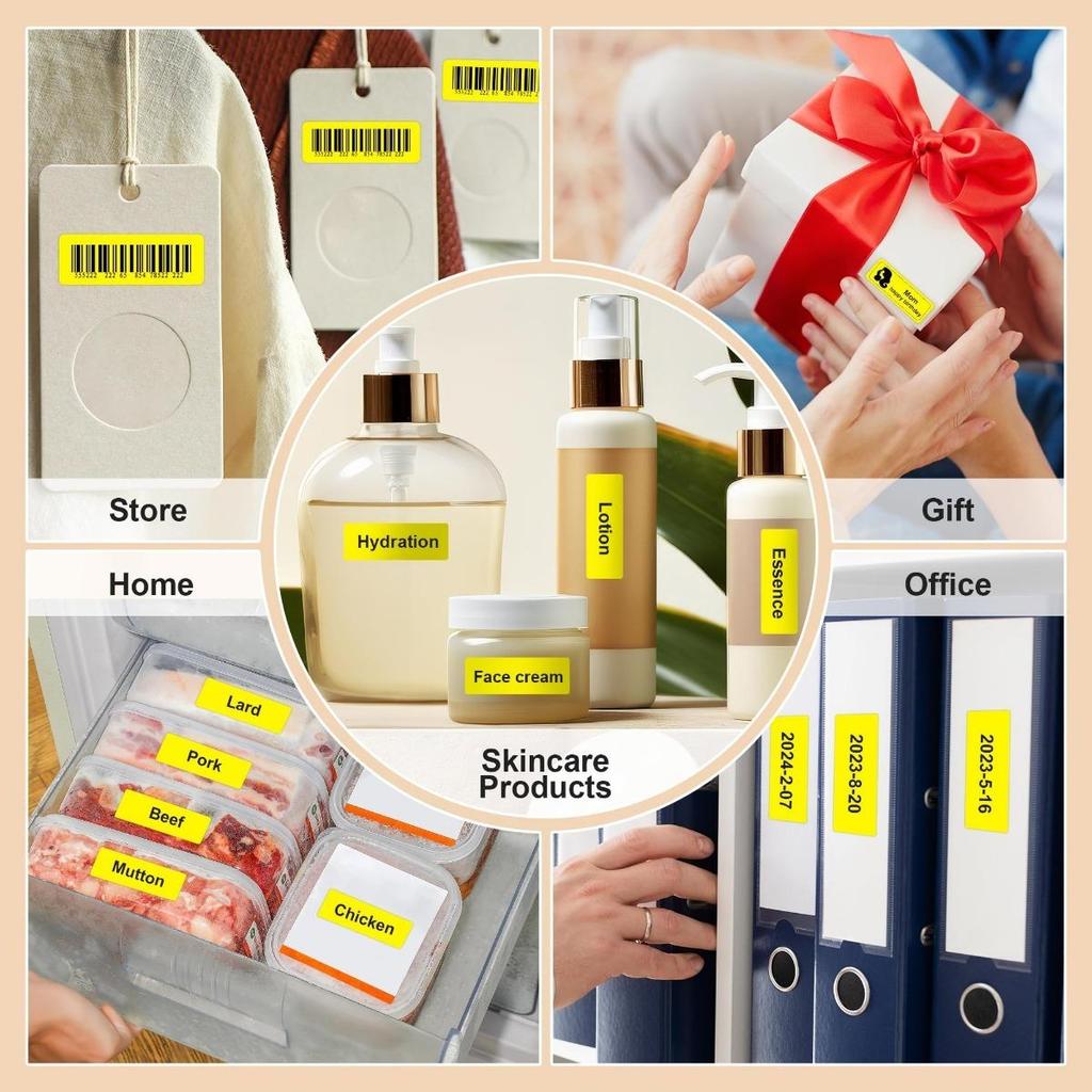 1Roll P15 Paper Thermal Sticker 12x40 Thermal Printer Tape Yellow Label Paper for P11/P12/P15/P50/B100/D30/HP1/HP3