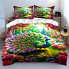 3pcs Peacock Rose Pattern 1 Duvet Cover+ 2 Pillowcases,Fashionable and soft Bedding set, Skin-Friendly, Suitable for Bedrooms