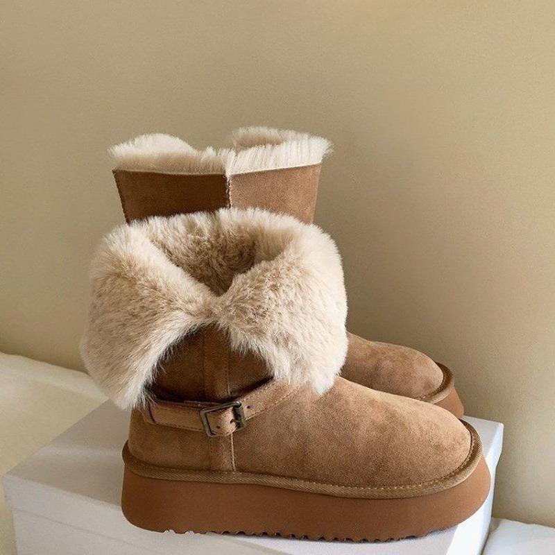 

Thick-soled, Padded, Thick Mid-calf Snow Boots for Women, New Style, High-top Cotton Shoes 40 верблюд