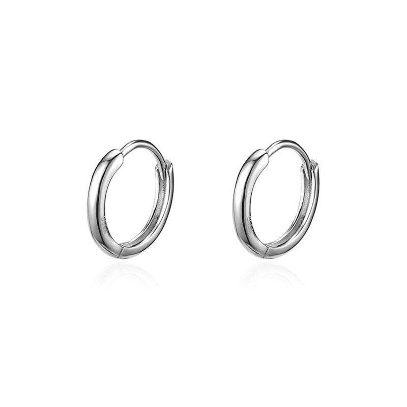 Silver 6/8/10MM Smooth Surface Round 14K Gold Plated Hoop Earrings For Women Classic Fine Jewelry Piercing Ear Accessories