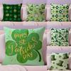 St Patricks Day Happy Cushion Cover Natural Linen Pillow Case DoubleSided Print Decorative Sofa Pillowcase Home Decor Gift