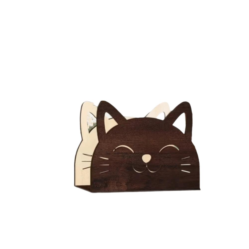 

Wooden Material Wooden Cat Napkin Holder Creative Style Decorative Tissue Rack Cocktail Bar Tissue Holder