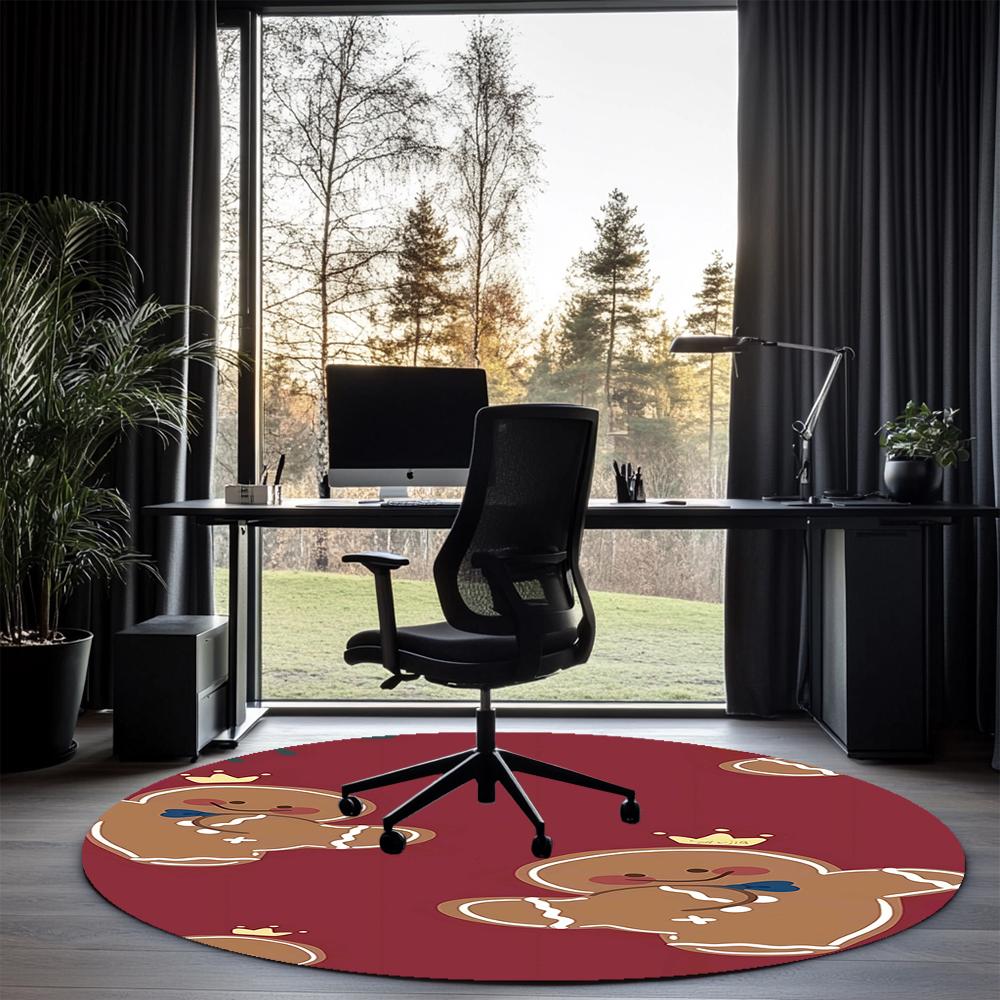 Christmas gingerbread man Printed Round Rug Carpet Chair Rug Area Rug Entryway Doormats,for Office Chair Living Room Bedroom Kitchen Room.