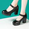 9cm 11cm Small Size 32-43 Elegant Shallow Soft Leather Shoes Platform Pumps 2025 Spring Block High Heels Shoes Dress Party Model