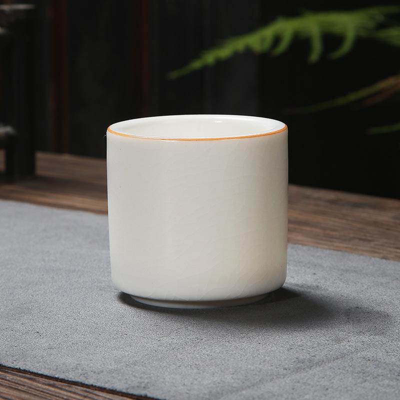 White Jade Ru Kiln Tea Ru Porcelain Can Be Nurtured with Crackle Dragon Egg Tasting Cup Large Capacity Ceramic
