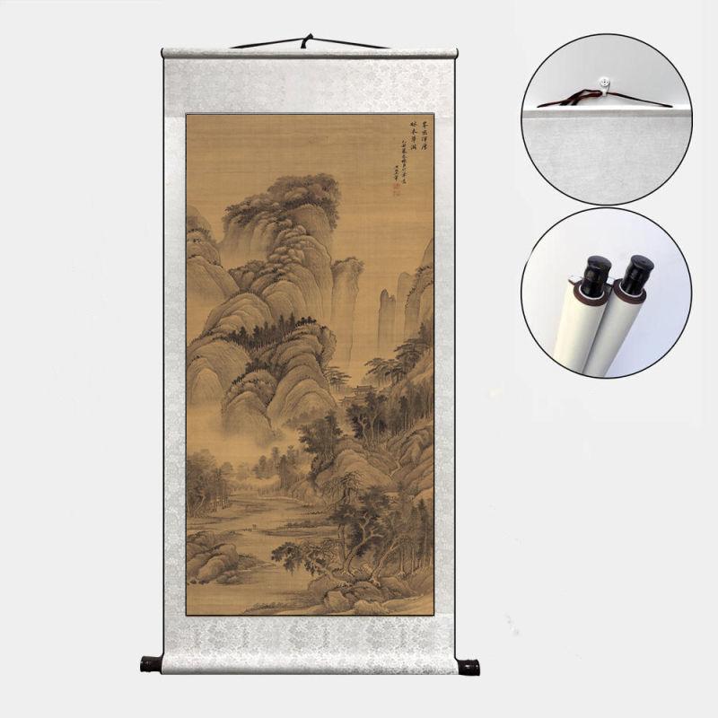Antikes Landschaftsgemälde Hängerolle Traditionelle Chinesische Malerei Rolle Wohnzimmer Arbeitszimmer Dekorative Hängerolle
