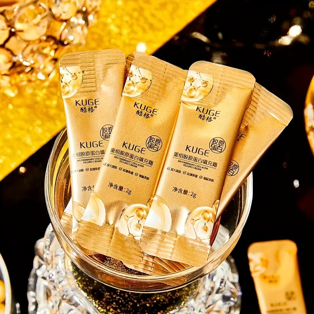 100 sáčků krému Cool Mesh Collagen, Mini přenosný krém, Krém s rekombinantním kolagenem, Hydratační, Proti vráskám, Zpevňující, Lehký krémová maska na obličej