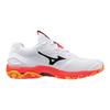 Mizuno Wave Stealth 6 Tennis Shoes, White/Black/Orange, Size 23.0 cm, 2E