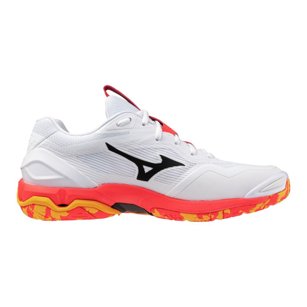 Mizuno Wave Stealth 6 Tennis Shoes, White/Black/Orange, Size 23.0 cm, 2E