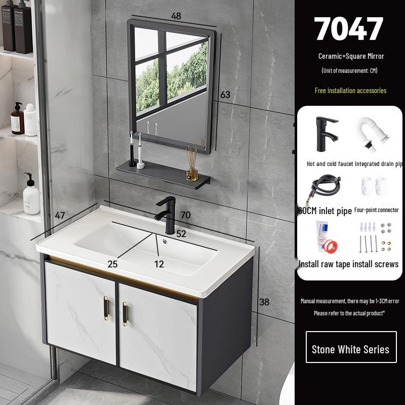 Luxury Space Aluminum Bathroom Vanity with Integrated Ceramic Basin for Compact Spaces