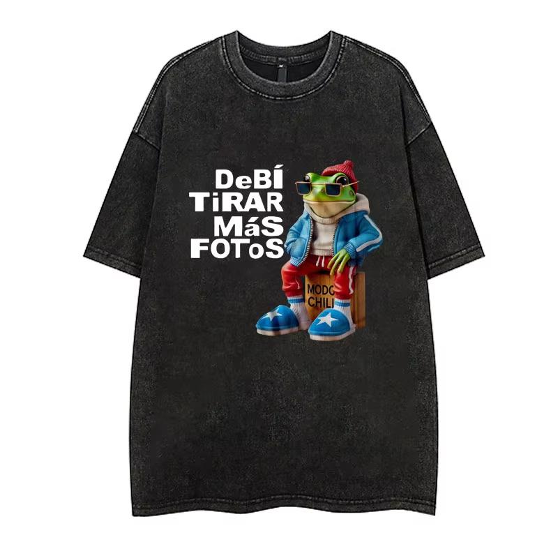 Vintage Washing T Shirt Bad Bunny DeBi TiRAR MaS FOToS DTMF T-shirt Men Fashion Cotton Wash Tshirts Male Hip Hop Gothic Tees