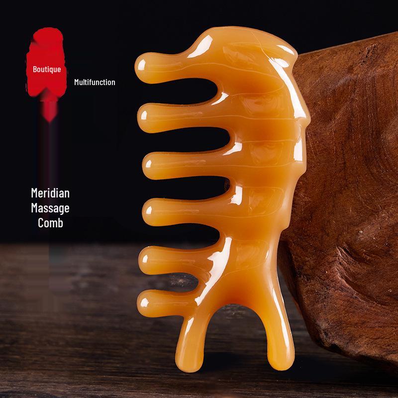 

Dolphin Head Cervical Spine Massage Comb: Sandalwood Five-Tooth Meridian Therapy Comb