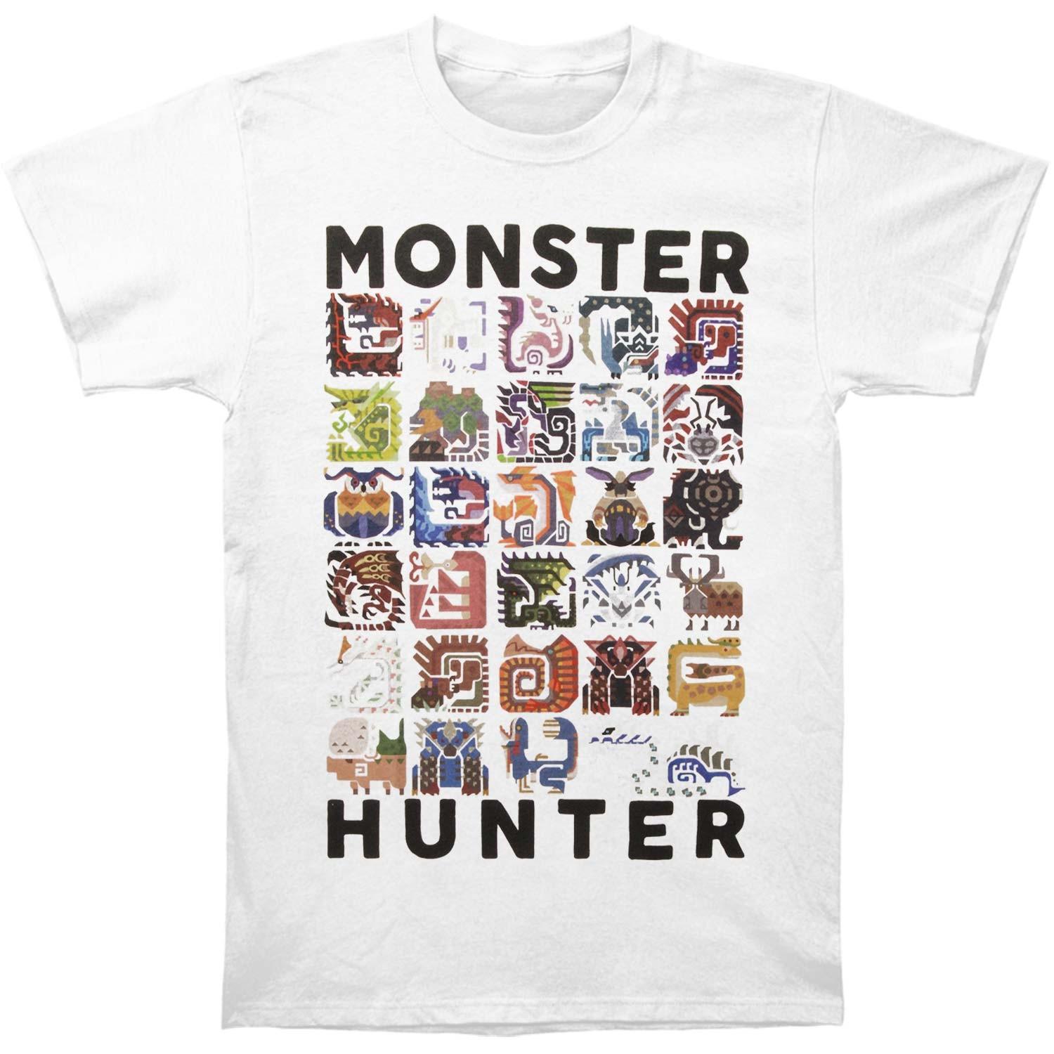Men s Monster Hunter Collage Slim Fit T-shirt XXX-Large White XL