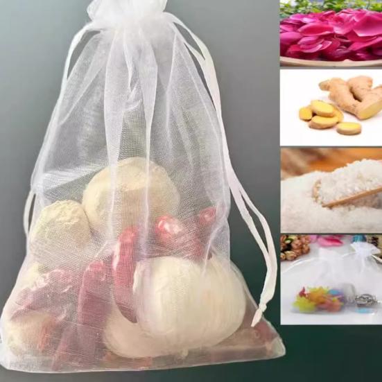 50 Adet Meyve Koruma Torbası Nefes Alabilir Şeffaf Kolay Takılır İpli File Domates Koruyucu Torbalar Zararlı Engelleyici File Örtüler