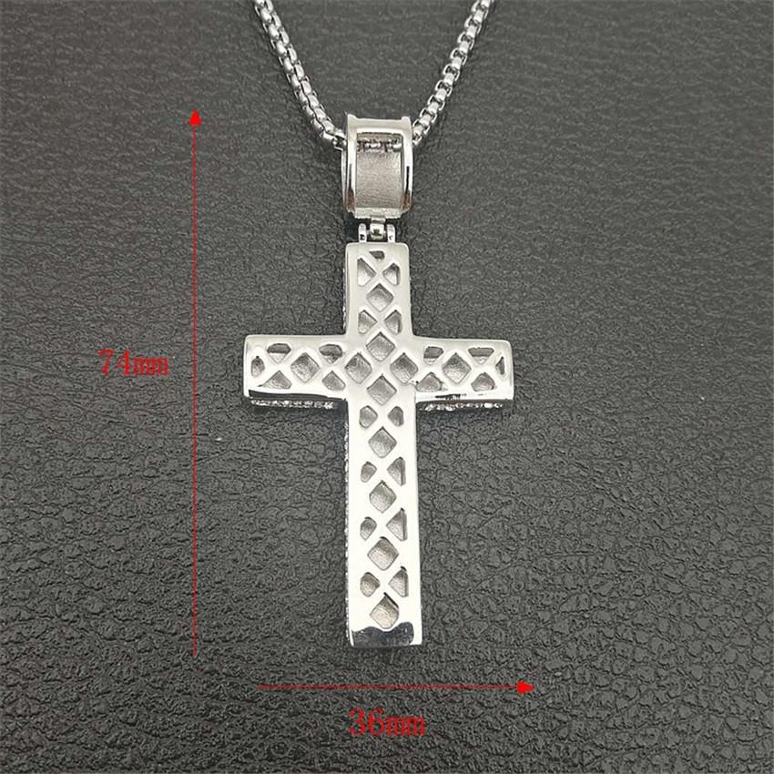 Iced Out Chain Big Cross Pendant Necklace Stainless Steel CZ Cross Necklaces Bling Cubic Zircon Men's Hip Hop Jewelry XL1134