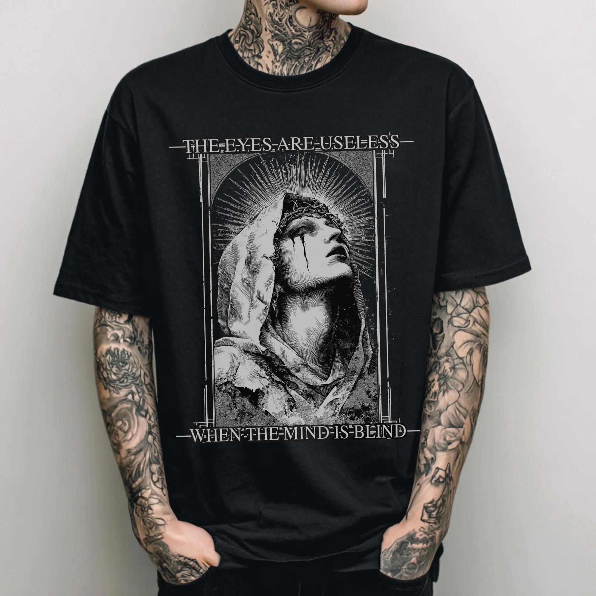 

Готическая футболка с графическим принтом, панк-рок, гранж, альтернативная уличная одежда, футболка в стиле альт-метал, готический подарок для него 4XL