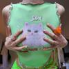 Y2k Estetica Canotte Harajuku Cute Crop Top Fashion Cat Print Canotta Casual Canotta sexy