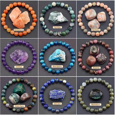 Natural Stone Agate Crystal Beaded Bracelet, Apatite Lapis Lazuli Bracelet, Men's and Women's Jewelry. Fortune bracelet,Valentine's Day Gift