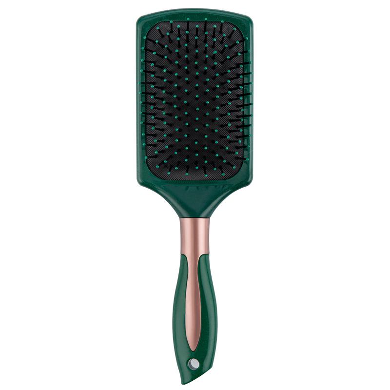 Dark Green Air Cushion Massage Comb for Straight & Curly Hair - Negative Ion Technology