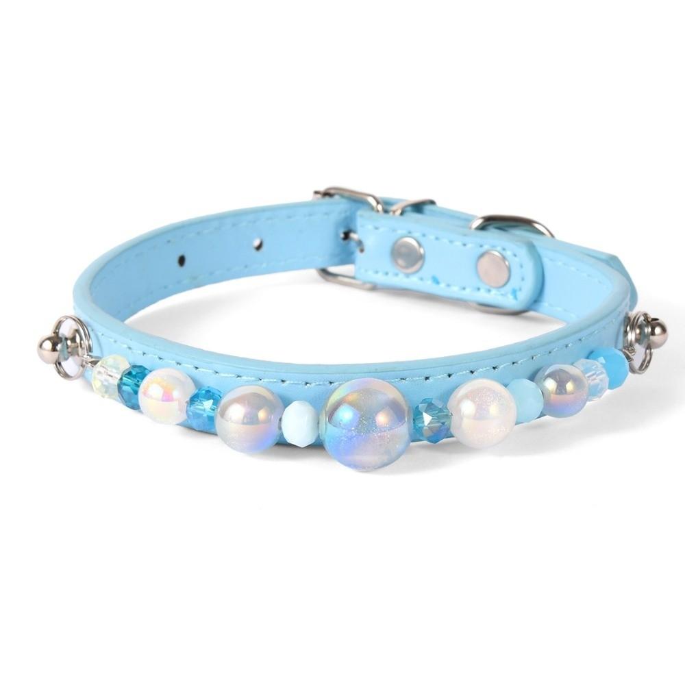 Dream Colored Bead Pet Collar PU Leather Cat Collar Adjustable Adjustable Collar  For Puppy