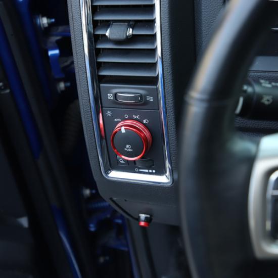 1pcs Headlight Switch Button Knob Trim Ring for Dodge RAM 1500 2010-2017 Red