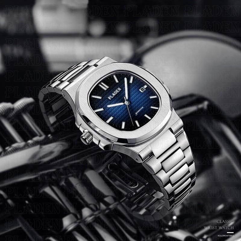 PLADEN Mens Quartz Watch Stainless Steel Waterproof Luminous Casual Sports Wristwatch