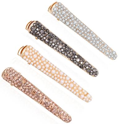 Beautiful Hair Clips for Woman Gold Color Metal Alligator Clip Fine Rhinestone Grains Hair Bangs Decorations