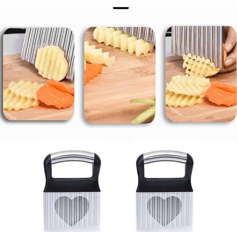Efficient Wavy Blade Vegetable Slicer Stainless Steel Ergonomic Kitchen Slicing Tool For Potato Carrot Cucumber