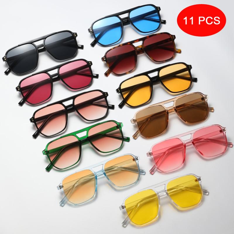 New pcs Set Double Bridge Fashion Retro Large Frame Sunglasses Women INS Candy Color Design Eyeglasses Personalized Glasses