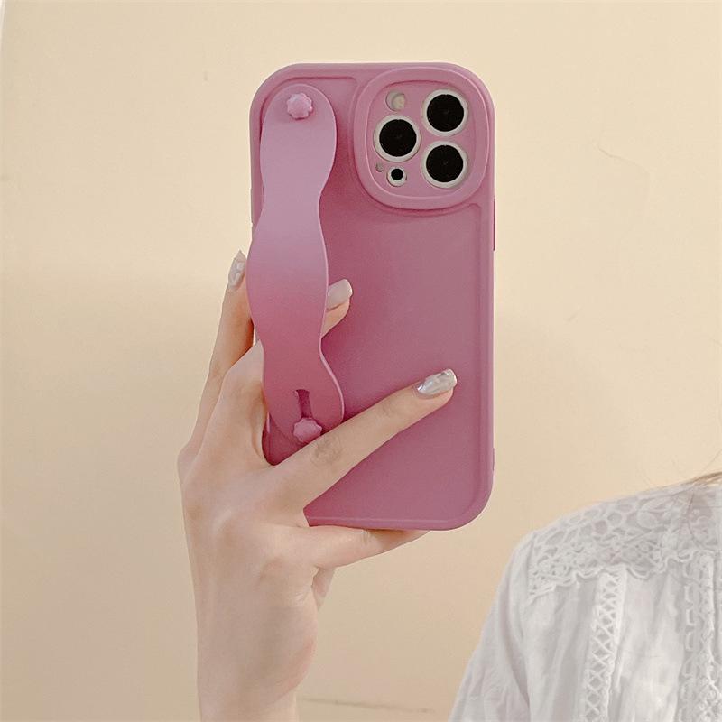 Pokročilé tekuté silikonové pouzdro na telefon s poutkem na zápěstí a stojánkem pro Apple 6S, 8P, 11, 12, 13, 14 Pro Max – Design proti pádu