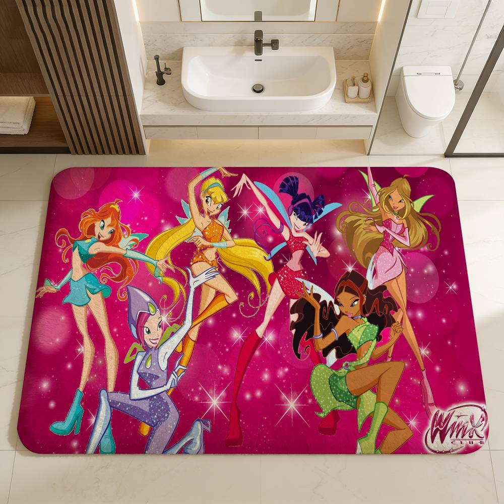 Girl-W-Winx Catoon Clubs Floor Mat Retro Multiple Choice Living Room Kitchen Rug Non-Slip Modern Home Decor