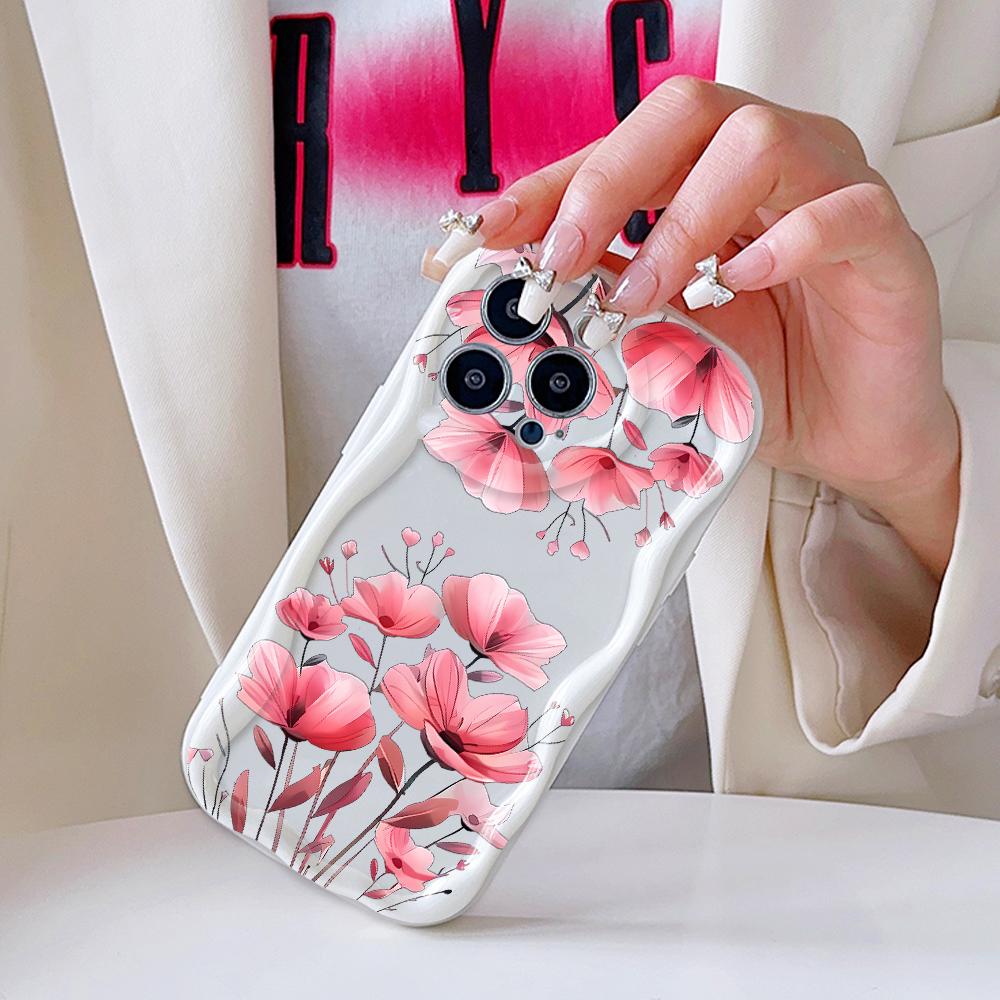 Cartoon Pattern Cream Texture Casing Wavy Edge Soft Silicone Cover Phone Case for IPhone Samsung Huawei Honor Xiaomi Redmi Infinix Tecno