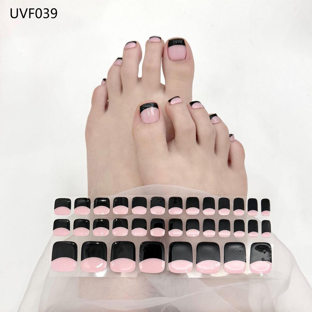 Gel Toe Nail Art Stickers - Semi-Cured UV Lamp Foot Nail Polish Stickers