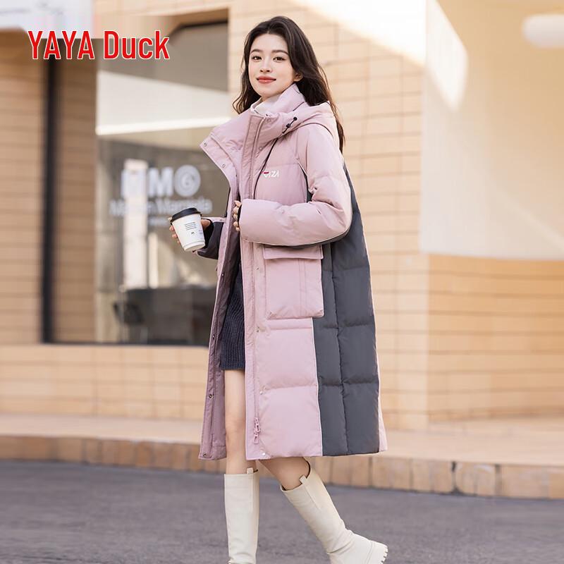 Women's Contrast Patchwork Mid-Length Duck Down Parka