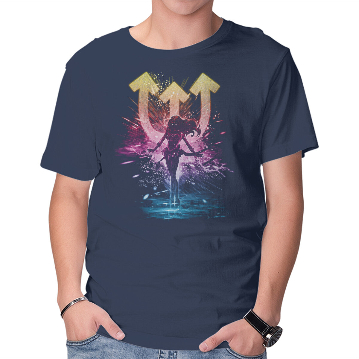 Unisex Crew Neck T-Shirt Neptune Storm Graphic Short Sleeve Casual Tee XS
