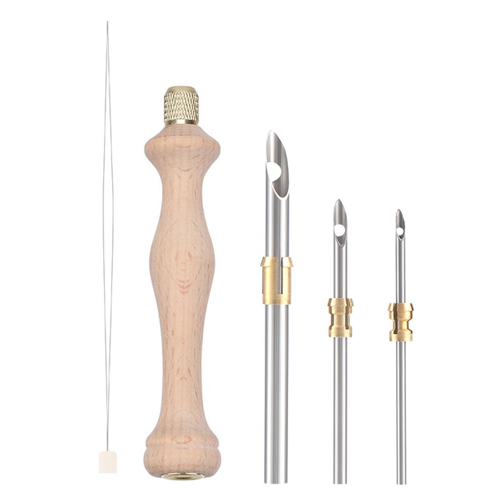 1 Set Wooden Punch Needle Adjustable Knitting Embroidery Pen DIY Craft Punch Threader Cross Stitching Projects Sewing Access
