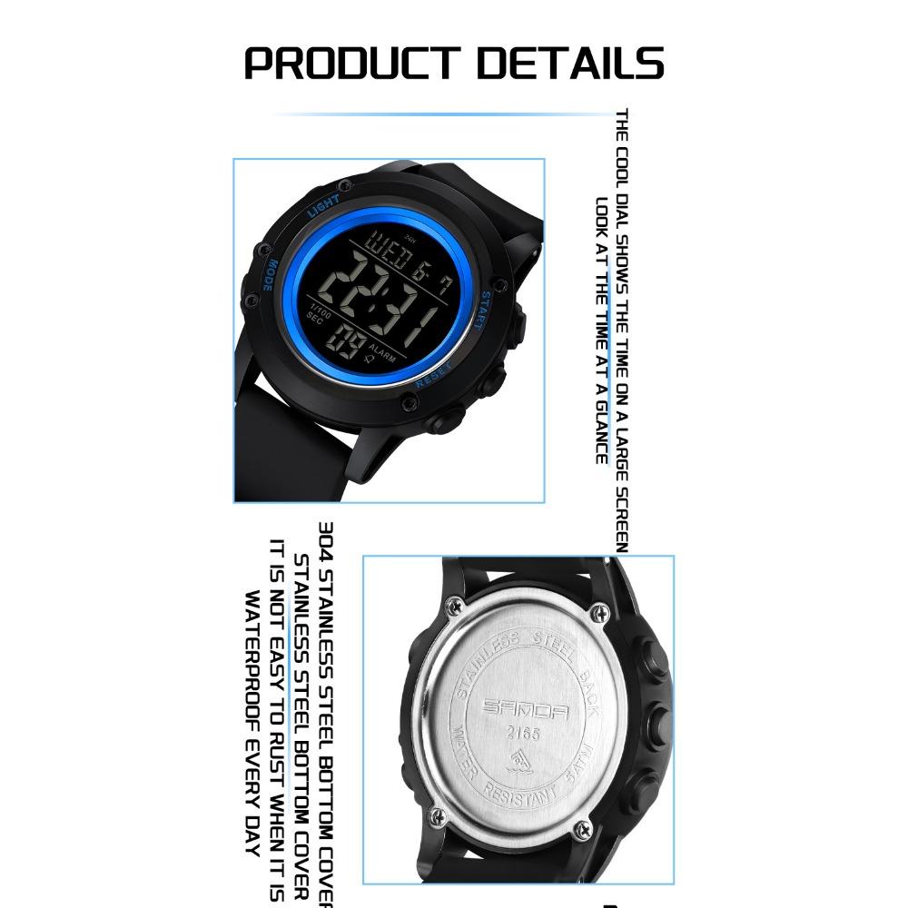 SANDA Outdoor Sports Watch LED Digital Display Electronic Watch Luminous Alarm Clock Trendy Electronic Watch