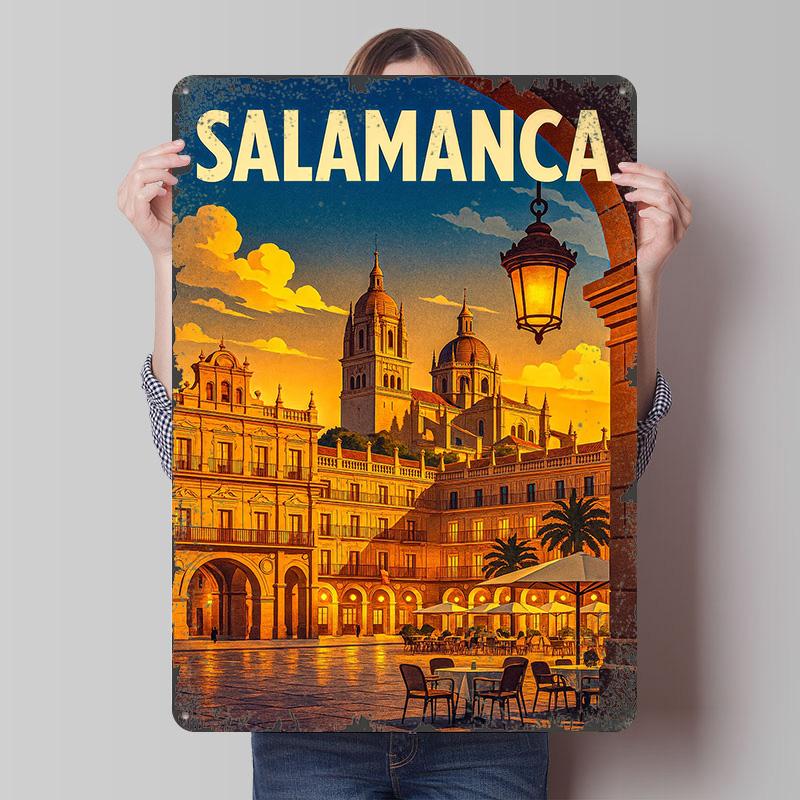 

Salamanca Cityscape Travel Tinplate Poster Customized Wall Art Vintage Retro Metal Signs for Decoration At Home Decor Items Room 7.9x11.8In(20x30cm)