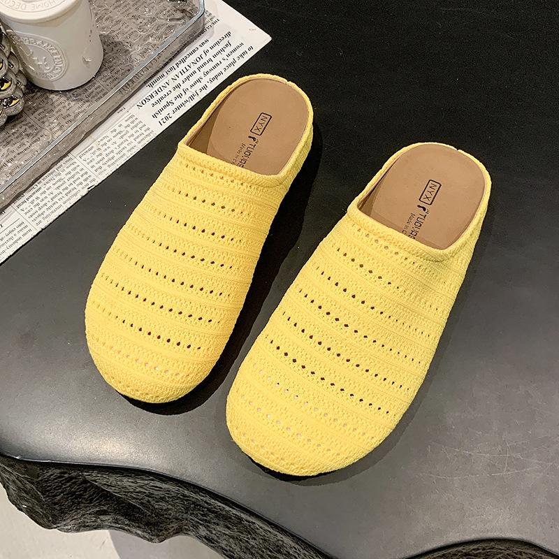 Wind platform bohemian shoes women's outer wear 2025 spring and summer vacation one pedal bag head half drag single shoes