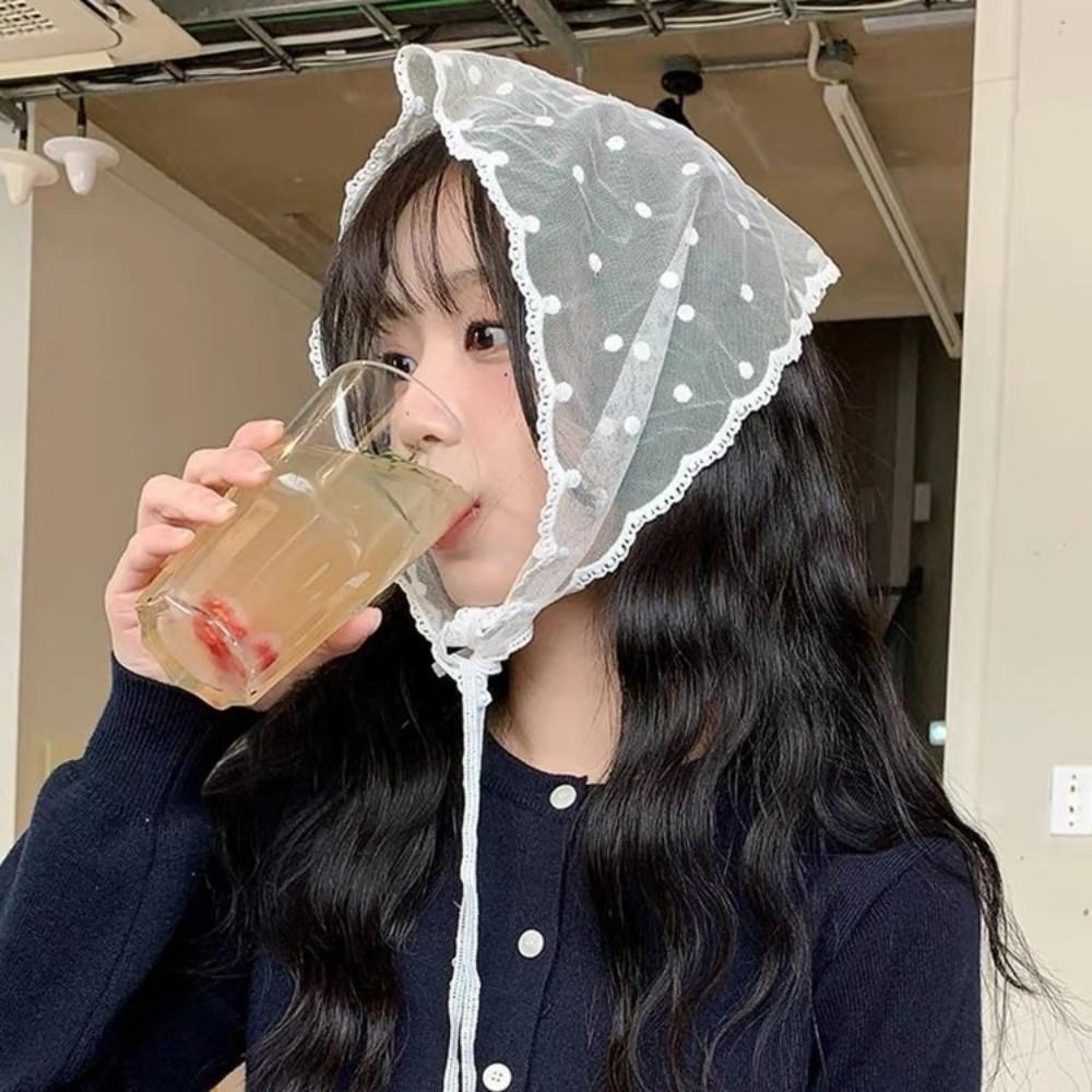 Floral Lace Hair Scarf Retro Triangle Scarf Party Headscarf  Korean Fashion