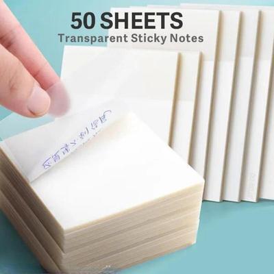 50sheets Transparent Sticky Note Pads Stickers Paper Clear Notepad Posits Waterproof Memo Pad