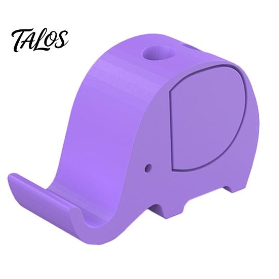 Porta telefono a forma di elefante Talos stampato in 3D con portapenne, Supporto multifunzionale, Organizer da scrivania a mani libere, Forma carina creativa per casa e ufficio