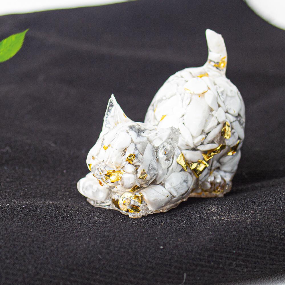 

Crystal Cat Resin Decor Healing Desk Ornament Cute Animal Sculpture for Home Office Lucky Gift
