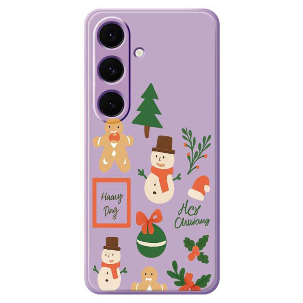 For Samsung Galaxy S25+ Case Christmas Snowman Pattern Printing Straight Edge TPU Phone Back Cover
