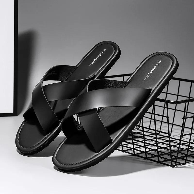 Men's Slippers Summer Casual Shoes for Men Outdoor Comfortable Soft Sole Anti Slip Waterproof Beach Sandals