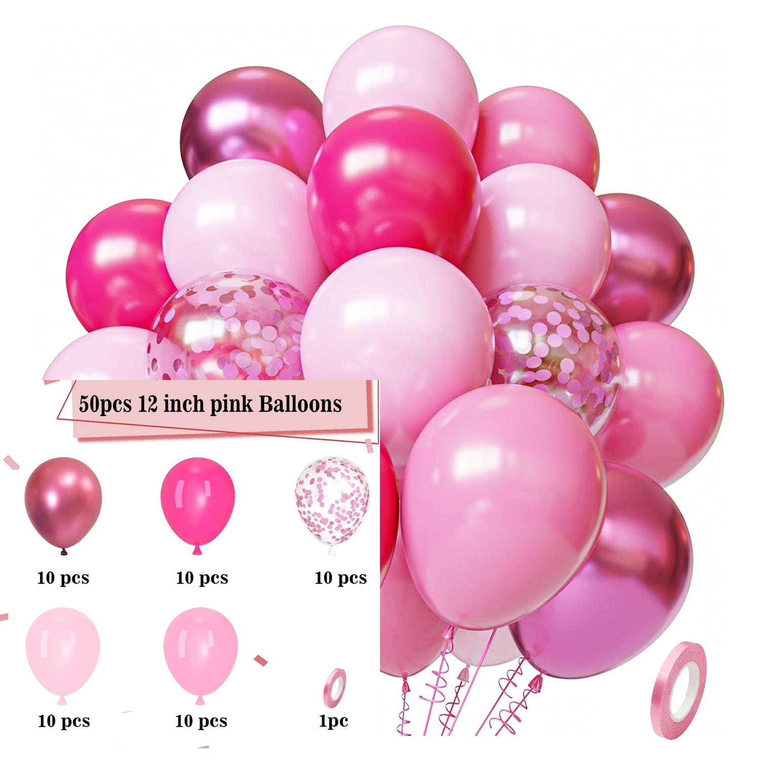 

12inch-50pcs gold green purple balloon set, suitable for weddings, birthdays, popular parties, bridal showers decoration balloon 12INCH рожевий