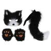 Flauschiges Plüsch-Fuchsgesicht Abdeckung Handschuhe Schwänze Set Weiches Hautfreundliches Kunstfell Cosplay Zubehör Tierischer Schwanz für Damen und Mädchen
