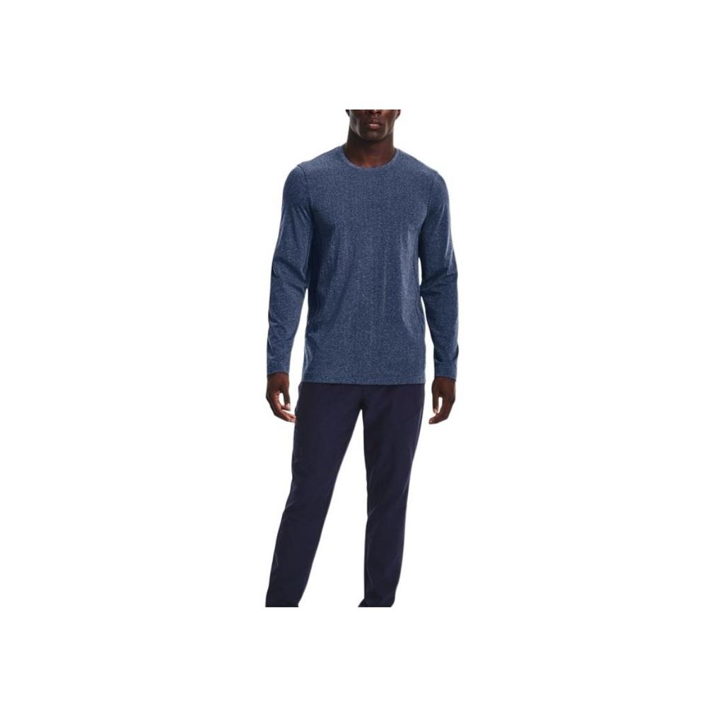 Under Armour Solid Color Crew Neck Breathable Long Sleeve T-Shirt Men Tops Blue 1373725-408