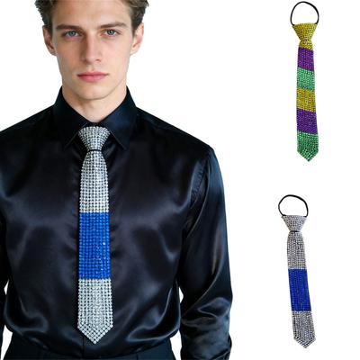 Elegant Tie Necklace with Sparkling Rhinestones for Formal Occasion Uniform Tie Punk Jeweled Necktie